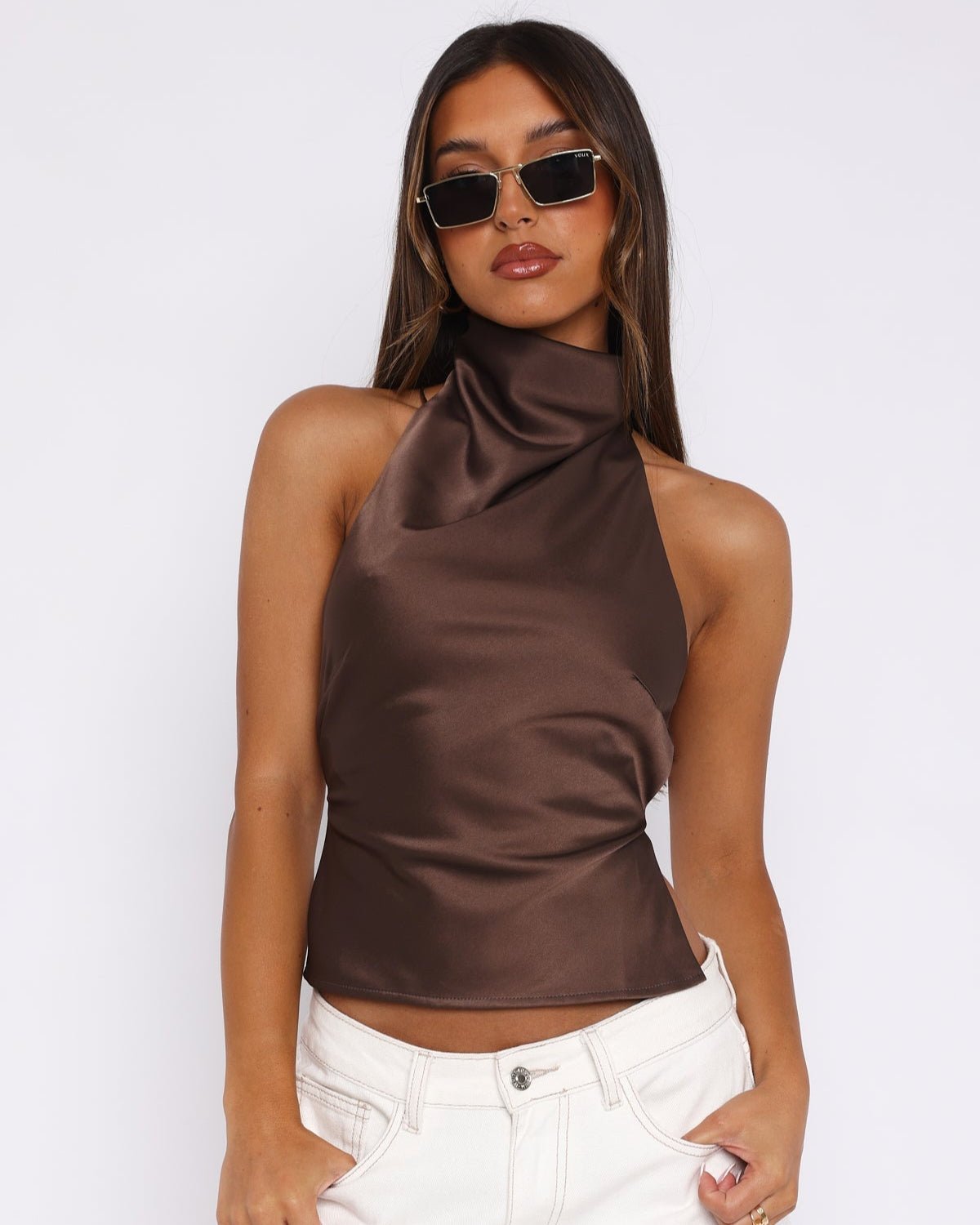 Time Passes Halter Top Chocolate - Lina Morane