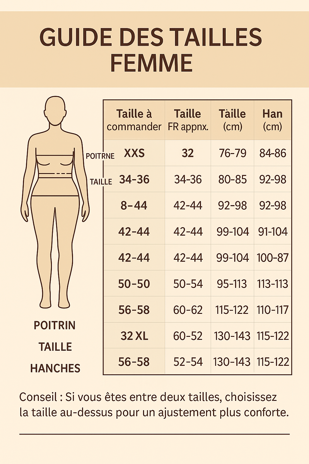 Guide des tailles Lina Morane