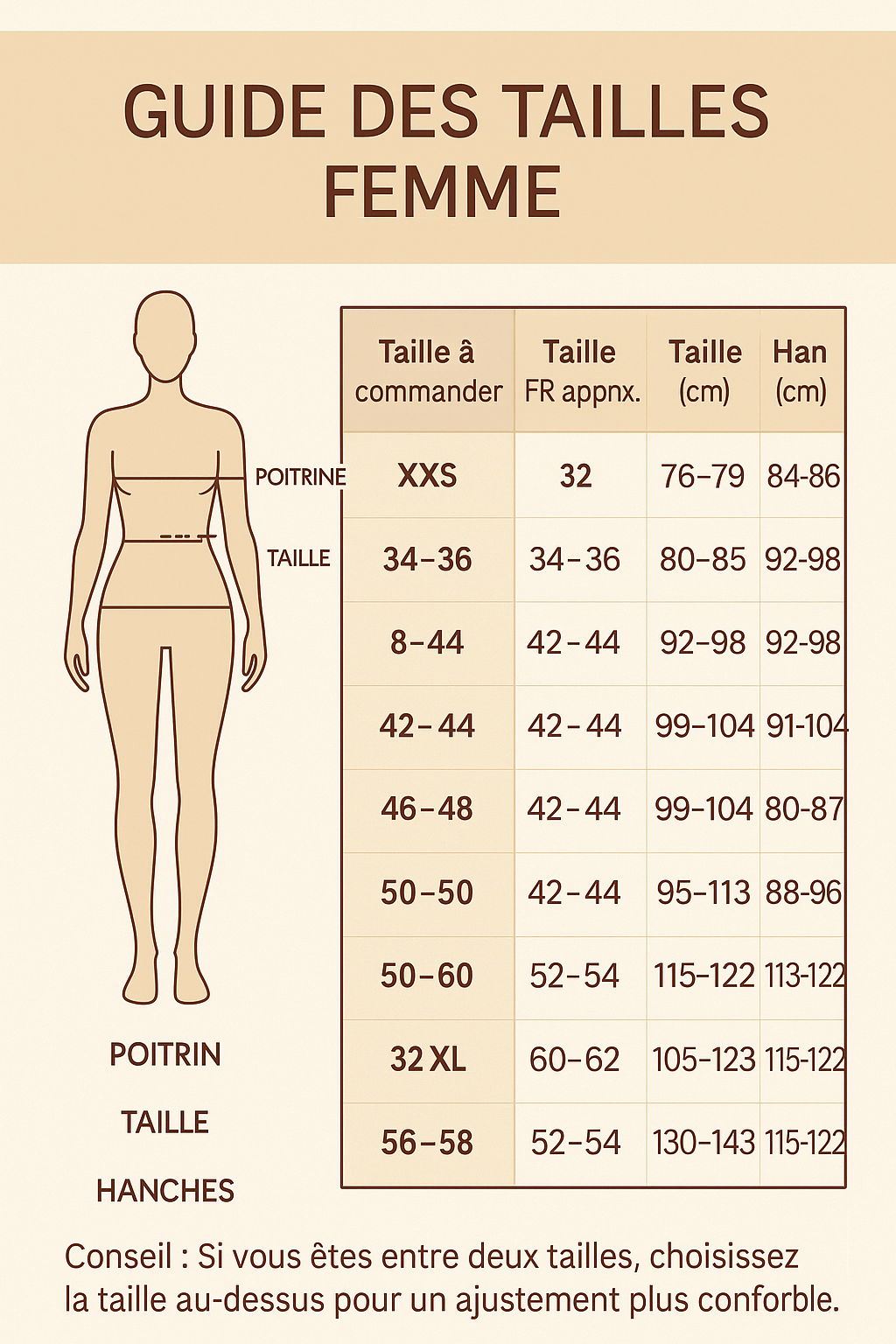 Guide des tailles Lina Morane